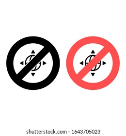 No gps icon. Simple glyph, flat vector of location ban, prohibition, forbiddance icons for ui and ux, website or mobile application
