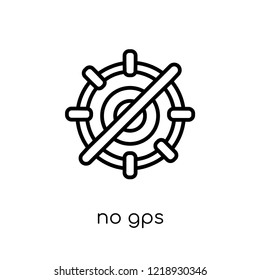 No gps icon. Trendy modern flat linear vector No gps icon on white background from thin line Maps and Locations collection, editable outline stroke vector illustration