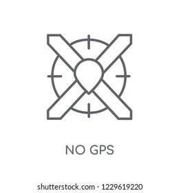 No gps linear icon. Modern outline No gps logo concept on white background from Maps and Locations collection. Suitable for use on web apps, mobile apps and print media.