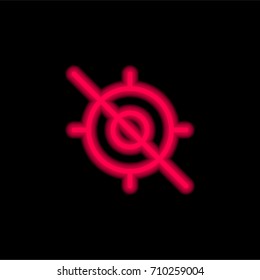 No gps red glowing neon ui ux icon. Glowing sign logo vector