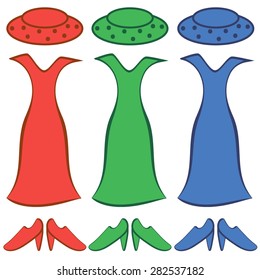 No gradients. No transparency.  This is the hat, dress and shoes.