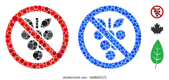 No grapes mosaic of spheric dots in different sizes and color tones, based on no grapes icon. Vector round dots are organized into blue mosaic. Dotted no grapes icon in usual and blue versions.