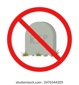 No Grave Sign on White Background