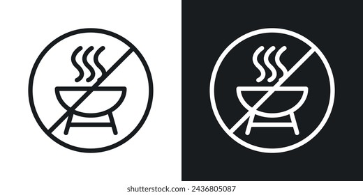 No Grill Sign Icon Designed in a Line Style on White background.