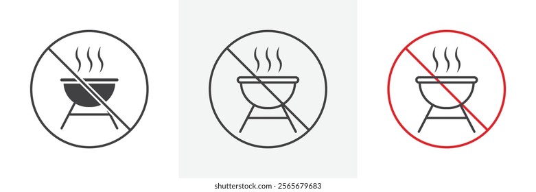 No grill sign vector in black and colored versions
