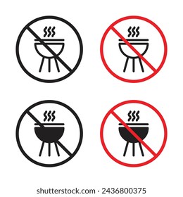 No hay signo de la parrilla Vector Conjunto de iconos. Abra el símbolo vectorial Flame Restriction Emblem para el diseño de la interfaz de usuario.