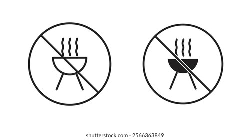 No grill sign vector in line stroke and flat versions
