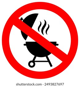 No hay signo de Vector de parrilla, icono de barbacoa prohibido en el fondo blanco