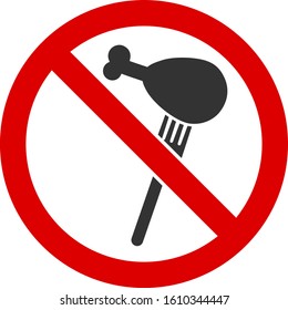 No grilled chicken vector icon. Flat No grilled chicken symbol is isolated on a white background.