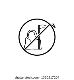 No grim Reaper icon. Simple thin line, outline vector of Halloween ban, prohibition, forbid icons for UI and UX, website or mobile application