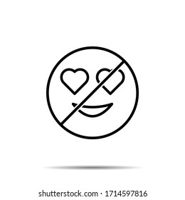 No grinning, with, hearth, eyes icon. Simple thin line, outline vector of emotion icons for ui and ux, website or mobile application on white background