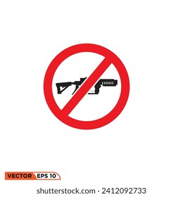 No gun, Prohibited weapon icon vector graphic of template 