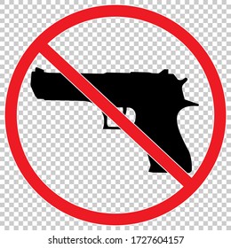 Kein Waffenschild. Kein rotes Schild mit Schusswaffe. Vector Illustration .Icon.