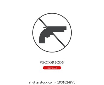 Keine Pistole, Vektorsymbol.  Bearbeitbarer Strich. Lineares Logo für Webdesign und mobile Apps. Symbolillustration. Pixel-Vektorgrafiken - Vektorgrafik