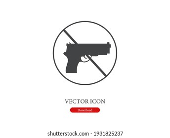 No hay icono del vector de arma.  Trazo editable. Signo de estilo lineal para uso en diseño web y aplicaciones móviles, logotipo. Ilustración de símbolo. Gráficos vectoriales de píxeles - Vector