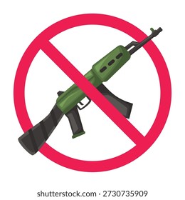 No guns allowed sign, forbidden sign with rifle icon, firearm restriction symbol, weapon prohibited sign
