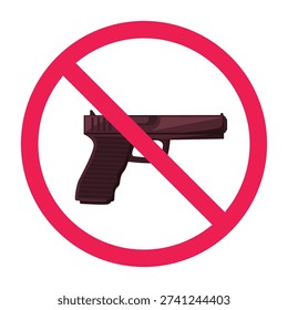 No guns allowed sign, forbidden sign with handgun icon, firearm restriction symbol, weapon prohibited sign