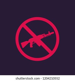 no guns sign with automatic rifle, vector for print and web