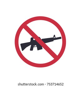 no guns sign with automatic rifle, vector sticker