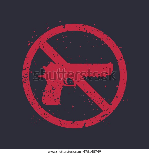 No Guns Sign Powerful Pistol Gun Stock Vector Royalty Free 475148749 Shutterstock