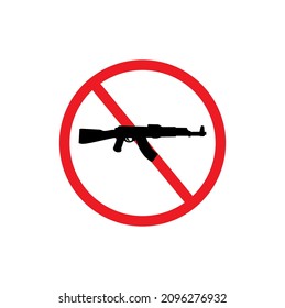 no guns vector, no rifle concept - carbine with red forbidden sign