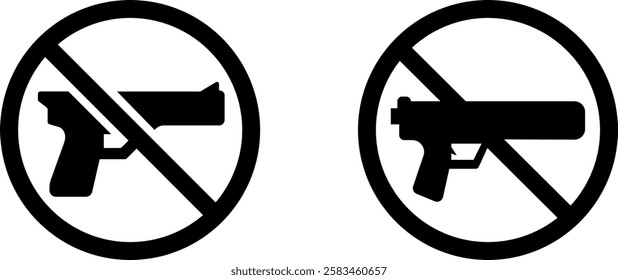 No Guns and Weapons Allowed – Prohibition Icon Vector Symbol Set