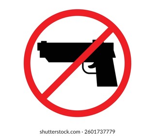 No Guns Weapons Allowed Prohibition Sign Icon. firearms prohibited area sign