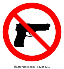 No Guns, No Weapons, Prohibition Sign, Vector Illustration.