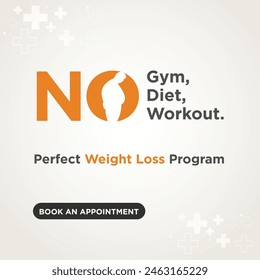 No Gym, Weight Loss Program Creative Social Media Design vector Template