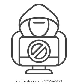 No hacker activity icon. Outline no hacker activity vector icon for web design isolated on white background