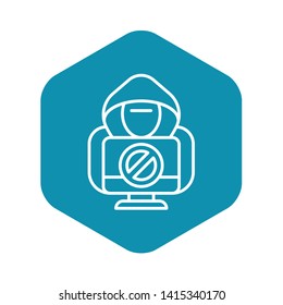 No hacker activity icon. Outline no hacker activity vector icon for web design isolated on white background