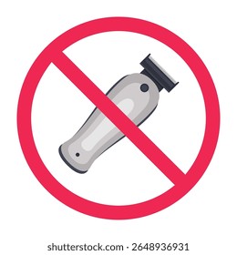 No hair clipper sign, forbidden electric hair clipper sign, no hair cutting machine icon, hair clipper prohibited icon