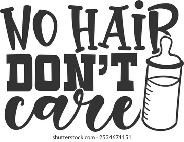 No Hair Don't Care - Baby Bib Illustration