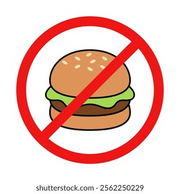 No Hamburger Sign on White Background