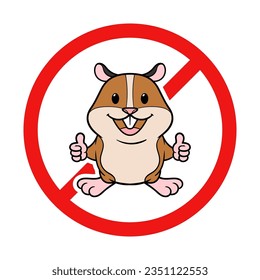 No Hamster Sign on White Background