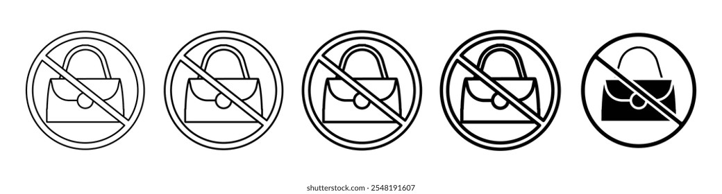 no hand bag icon Simple thin line logo set