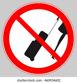 no hand baggage vector sign