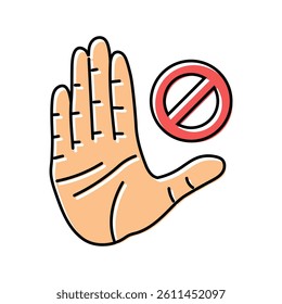 no hand color icon vector. no hand sign. isolated symbol illustration