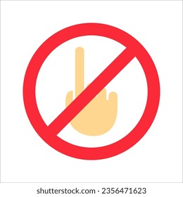 No Hand cursor sign icon. Do not touch or press. Hand pointer symbol. Red prohibition sign. vector illustration on white background