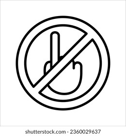 No Hand cursor sign icon. Do not touch or press. Hand pointer symbol. Red prohibition sign. vector illustration on white background