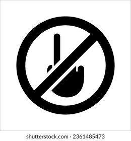 No Hand cursor sign icon. Do not touch or press. Hand pointer symbol. Red prohibition sign. vector illustration on white background