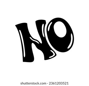 No. Hand drawn black lettering. Online chat sticker. Vector isolated on white background. Exclamation. Doodle illustration.