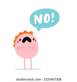 No hand drawn vector illustration in cartoon comic style man shouting speech bubble pastel colors