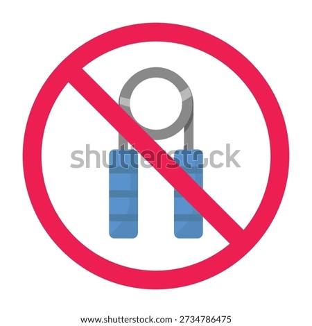 No hand gripper sign, forbidden hand grip sign, hand gripper prohibited symbol, do not use hand grip symbol, no grip strength trainer sign, vector illustration

