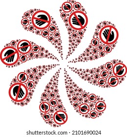 No hand icon twirl twist turbine fireworks composition. Turbine twist designed using scattered no hand items.