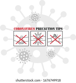 No hand shake. Coronavirus Precaution Tips. Vector illustration