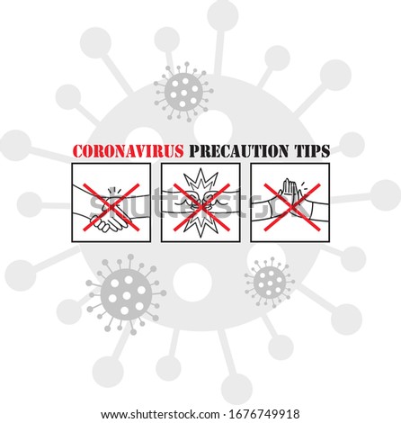 No hand shake. Coronavirus Precaution Tips. Vector illustration