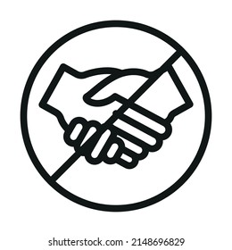 No Hand Shake Icon. Black On White Background Isolated