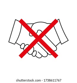 no hand shake icon, not shaking hands during the corona virus pandemic