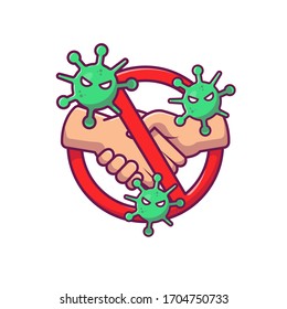 Kein Handschütteln Stopp Signieren Vektorillustration Symbol Illustration. Beenden Sie die Virus-Vektorillustration. Gesundheitssymbolkonzept weiß isoliert. Flachbildfernseher geeignet für Web-Landing-Page, Banner, Flyer, Aufkleber